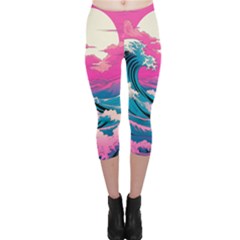 Waves Mountains Sky Capri Leggings 