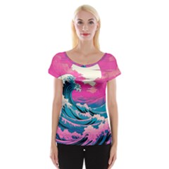 Waves Mountains Sky Cap Sleeve Top