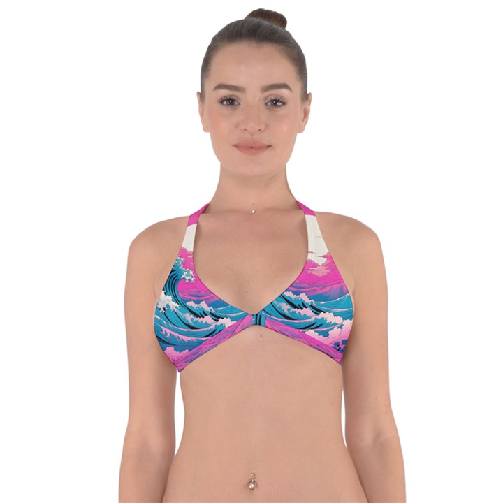 Waves Mountains Sky Halter Neck Bikini Top