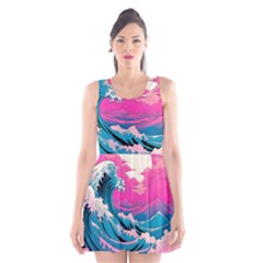 Waves Mountains Sky Scoop Neck Skater Dress