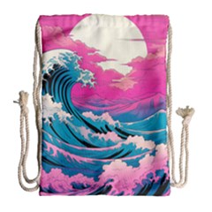 Waves Mountains Sky Drawstring Bag (large)