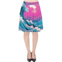 Waves Mountains Sky Velvet High Waist Skirt View1