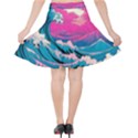 Waves Mountains Sky Velvet High Waist Skirt View2