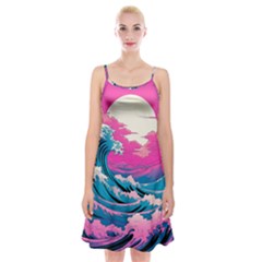 Waves Mountains Sky Spaghetti Strap Velvet Dress