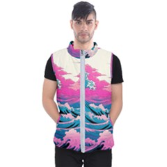 Waves Mountains Sky Men s Puffer Vest