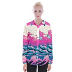 Waves Mountains Sky Womens Long Sleeve Shirt