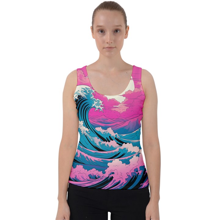 Waves Mountains Sky Velvet Tank Top