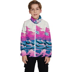 Waves Mountains Sky Kids  High Neck Windbreaker