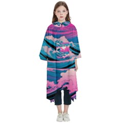 Waves Mountains Sky Kids  Hooded Rain Ponchos