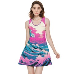 Waves Mountains Sky Inside Out Reversible Sleeveless Dress