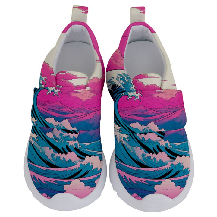 Waves Mountains Sky Kids  Velcro No Lace Shoes