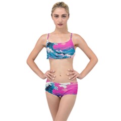 Waves Mountains Sky Layered Top Bikini Set