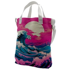 Waves Mountains Sky Canvas Messenger Bag