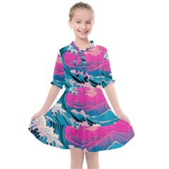 Waves Mountains Sky Kids  All Frills Chiffon Dress