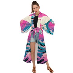 Waves Mountains Sky Maxi Kimono