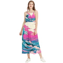 Waves Mountains Sky Boho Sleeveless Summer Dress