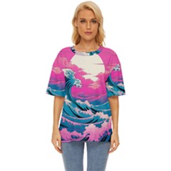 Waves Mountains Sky Oversized Basic T-shirt