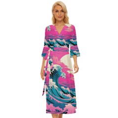 Waves Mountains Sky Midsummer Wrap Dress