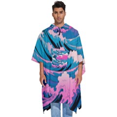 Waves Mountains Sky Men s Hooded Rain Ponchos