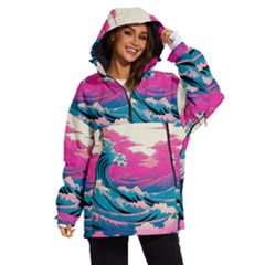 Waves Mountains Sky Women s Ski And Snowboard Waterproof Breathable Jacket