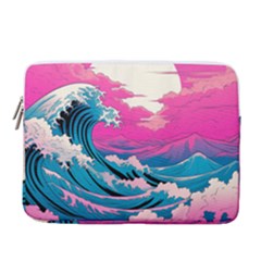 Waves Mountains Sky 14  Vertical Laptop Sleeve Case With Pocket