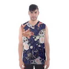 Japanese Wave Koi Illustration Pattern Men s Basketball Tank Top