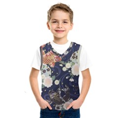 Japanese Wave Koi Illustration Pattern Kids  Basketball Tank Top