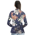 Japanese Wave Koi Illustration Pattern Drape Collar Cardigan View2