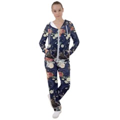 Japanese Wave Koi Illustration Pattern Women s Tracksuit