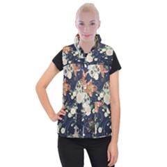 Japanese Wave Koi Illustration Pattern Women s Button Up Vest