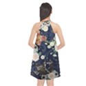 Japanese Wave Koi Illustration Pattern Halter Neckline Chiffon Dress  View2