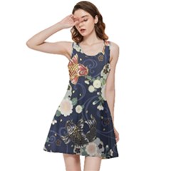 Japanese Wave Koi Illustration Pattern Inside Out Racerback Dress