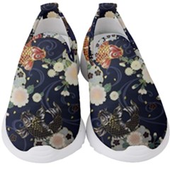 Japanese Wave Koi Illustration Pattern Kids  Slip On Sneakers