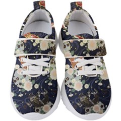 Japanese Wave Koi Illustration Pattern Kids  Velcro Strap Shoes