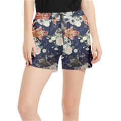 Japanese Wave Koi Illustration Pattern Women s Runner Shorts