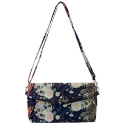 Japanese Wave Koi Illustration Pattern Removable Strap Clutch Bag