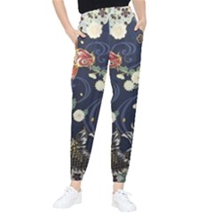 Japanese Wave Koi Illustration Pattern Women s Tapered Pants