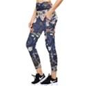 Japanese Wave Koi Illustration Pattern Pocket Leggings  View3