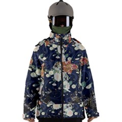 Japanese Wave Koi Illustration Pattern Men s Zip Ski And Snowboard Waterproof Breathable Jacket