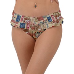 Letters Writing Paper Text Pattern Frill Bikini Bottoms