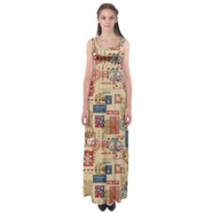 Letters Writing Paper Text Pattern Empire Waist Maxi Dress