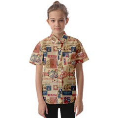 Letters Writing Paper Text Pattern Kids  Short Sleeve Shirt