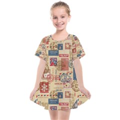 Letters Writing Paper Text Pattern Kids  Smock Dress by Apenda