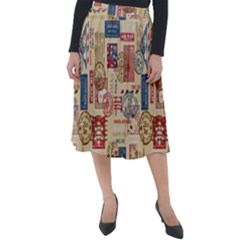 Letters Writing Paper Text Pattern Classic Velour Midi Skirt 