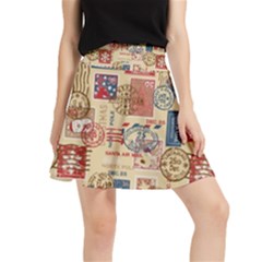 Letters Writing Paper Text Pattern Waistband Skirt by Apenda