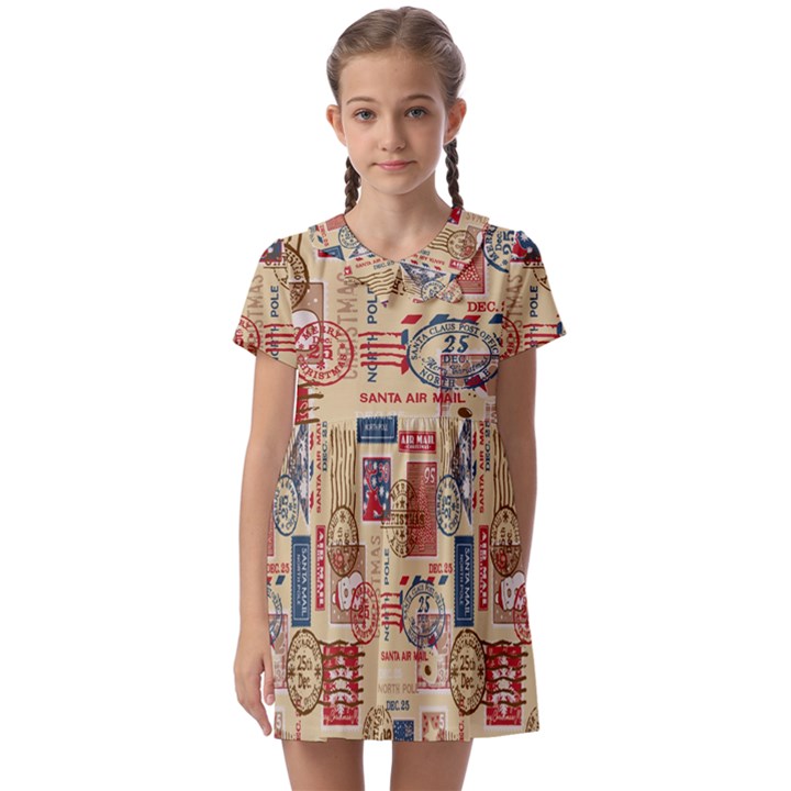 Letters Writing Paper Text Pattern Kids  Asymmetric Collar Dress