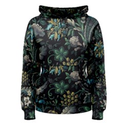 Pattern Flowers Plants Leaves Women s Pullover Hoodie