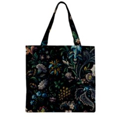 Pattern Flowers Plants Leaves Zipper Grocery Tote Bag