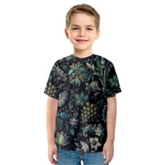 Pattern Flowers Plants Leaves Kids  Sport Mesh T-shirt