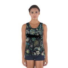 Pattern Flowers Plants Leaves Sport Tank Top 